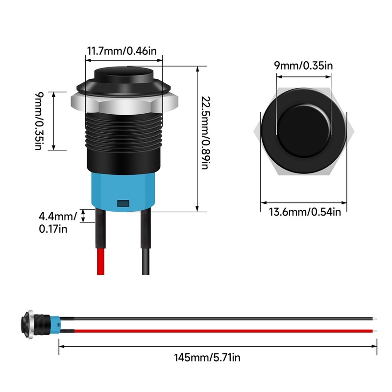 Tmyjfjingxi 4PCS 12V ON/Off Latching Push Button Switch Waterproof 12mm