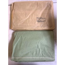 crawford mfg Vtg 92" x 70" Military Civil Defense Waterproof Olive Drab Paper Field Blanket