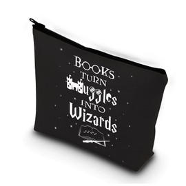 Book Lover Makeup Bag for Librarian Reader Bibliophile Bookworm Reading Lover Travel Pouch(Books Turn BLCA)