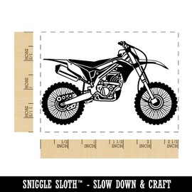 Dirt Bike Off Road Recreation Vehicle Rectangle Rubber Stamp for Stamping Crafting - 2.5in Large