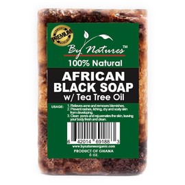 By Natures 100% Natural African Black Soap With Tea Tree Oil 6.0 Oz (Pack of 1)