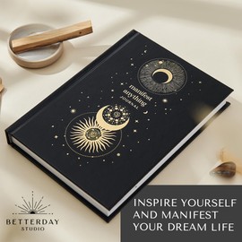 Betterday Studio - Manifest Anything Journal - Manifestation Journal | Wellness Journal, Gratitude Journal | Five Minute Journal | Set Your Manifestation Goals | Positive Growth Journal (Black)