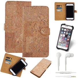 K-S-Trade Qualitativ & Innovativ Hülle Für Oppo Reno8 Global + In Ear Kopfhörer Kork Handyhülle Cover Schutzhülle TPU Case Bumper In Hellbraun,