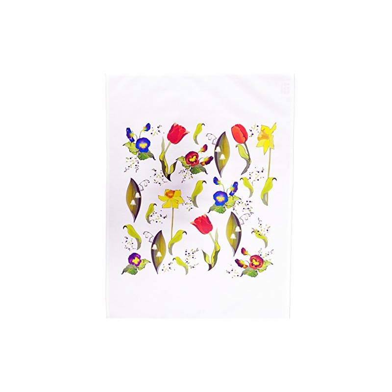 Half a Donkey Spring Flower Collection Large Cotton Tea Towel