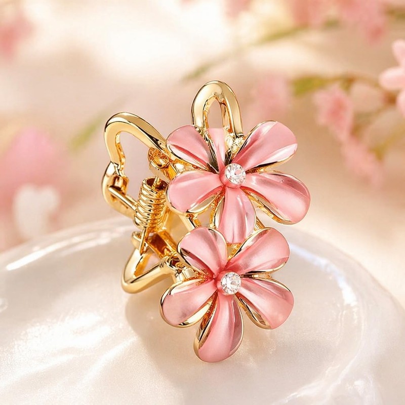 6PCS Flower Hair Clips Small Dainty Mini Metal Claw