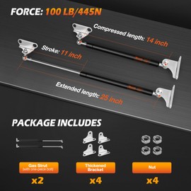 Dukuge Heavy Duty Gas Struts 25 inch 100lbs for Heavy Lid (80-110lb), RV Queen Bed Gas Shocks Spring Lift Strut Kit 25in with Mounting Brackets for DIY, Set of 2