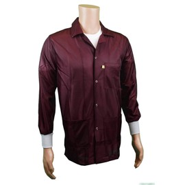 Static Care ESD Jacket, 90% Polyester, 10% Carbon, Knit Cuff, Hands Free Grounding, Good for 100 Washes, Maroon, Medium