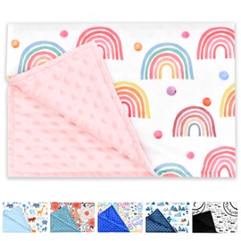 Winmany Baby Plush Blanket for Boys Girls Soft Minky Blankets Cover Dotted Backing Double Layer Toddler Warm Animal Blanket for Cot Bed Shower Gifts (Rainbow)