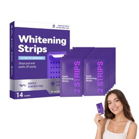 Purple Teeth Whitening Strips Tiras Blanqueadoras Moradas 14 Tiras | Blanqueador Dental Eficaz, Elimina Manchas de Café y Té, Portátiles Para Casa O Viaje