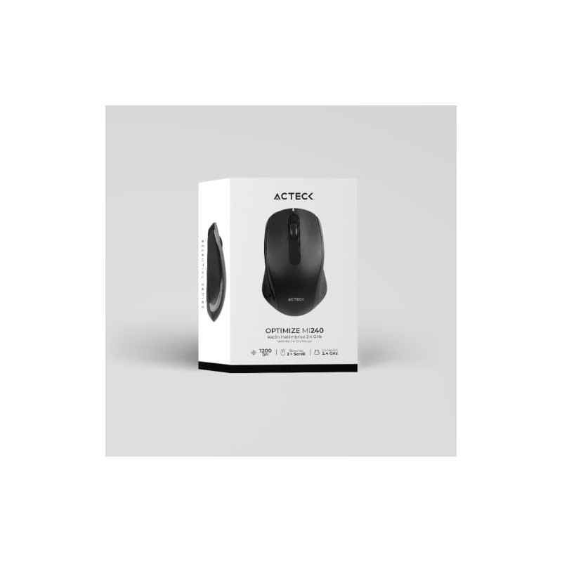 Mouse Inalambrico 2.4 Ghz Optimize MI240 Diseño Estandar de 1200