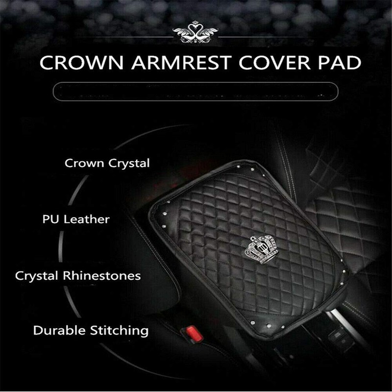 Riloer LanCo Centre Console Armrest Cover Car Armrest Pad Rhinestone