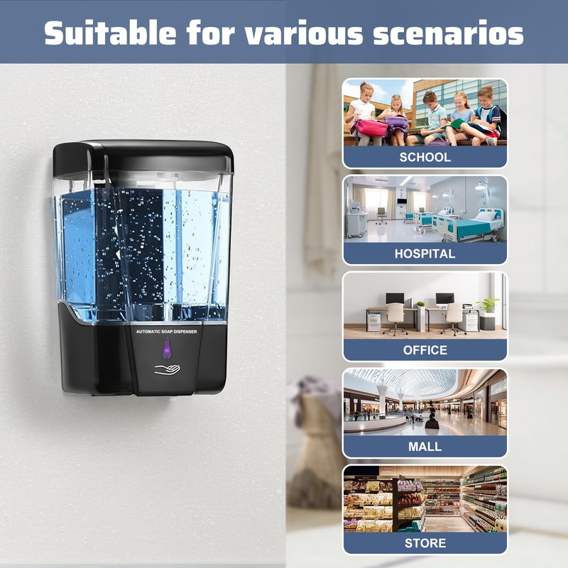4 Pack Automatic Soap Dispenser Wall Mount,Touchless Liquid Soap Dispenser,Battery
