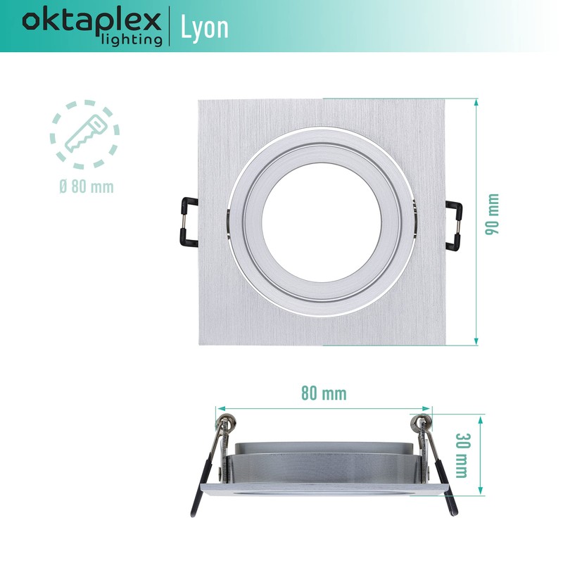 Oktaplex Set of 3 Lyon Recessed Spotlights Swivelling 90 x
