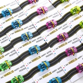 FunouHome Valentines Day Gifts for Kids-24 Pack Valentines Cards with Pull Back Toys Car -Valentine Gift Exchange for Boys Girls Toddlers Class Classroom School Party Favor