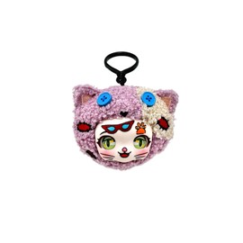 Fyyvalur Cuddly Toy Kitty with Keyring 10 cm - Dark Cute Plush Toy for Children & Adults - Companion for Backpack, Satchel & Bag - Gift Idea & Decorative Pendant with Character