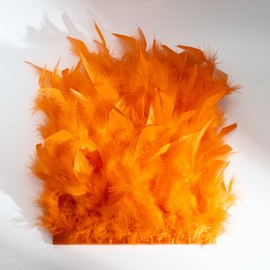 Orange Turkey Feather Trim Fringe for DIY Dress Skirt Crafts，Feathers Trim by The Yard Width 4-6 inches Costumes Decoration per Pack of 2 Yards