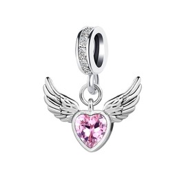 ZakiaHo Love Angel Wings Necklaces with Heart Pink Crystal Christmas Birthday Gifts for Women Dainty Adjustable Love Heart Pendant Necklaces