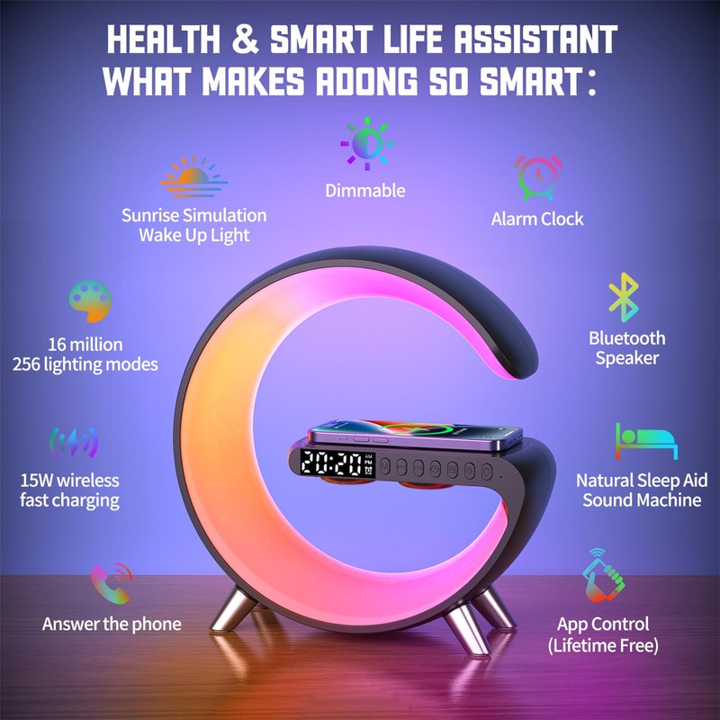 Smart LED Night Light, Wireless Charger, Phone Wireless Charging Dock,