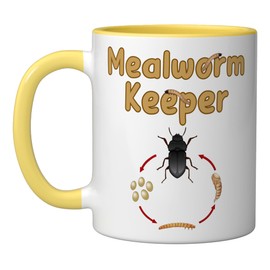 Mealworms Farm Tenebrio molitor Insect Lover Darkling Beetle Ceramic Mug, Yellow/White