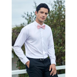 HISDERN Men's Plain Bow Tie for Men Already Tied Adjustable Bow Wedding Party Tuxedo, pink