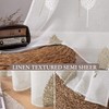 MIULEE 2 Panels Sheer Curtains Brown and White Embroidered Leaves