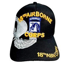 18th Airborne Corps Ball Cap Hat Black Acrylic Embroidered Army H2