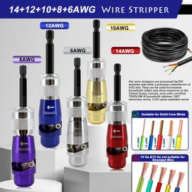 Wire Stripper for Drill, 14+12+10+8+6AWG US Standard Electric Wire Stripper Drill Tool AWG Wire Stripper Wire Connector Toolbox, Wire Twister Tool for Drill and 25PCS Wire Connectors Nuts
