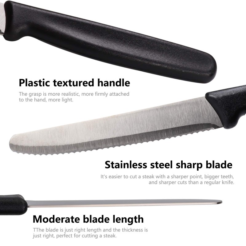 HOHSCHEID Steakmesser Set 6-teilig, Edelstahl Steakbesteck Set Fein Wellenschliff Steakmesser