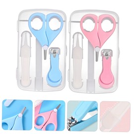 VICASKY 2sets Boy Girl Manicure Set Nail Care Kit Nail Clipper Scissors File Tweezers Safe Grooming Tools for Newborns Convenient Storage Case