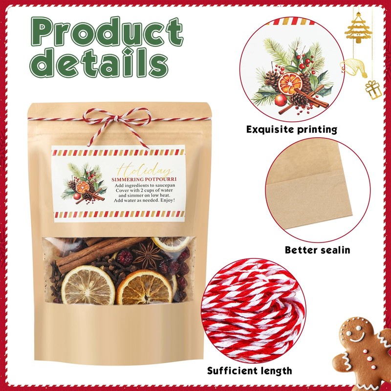 50 Sets Christmas Potpourri Stand Pouches,Style2, 5.5 x 7.9 Inches
