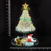 Folkart Cute Handmade Glasswork Sleigh Pull Santa Tree Set