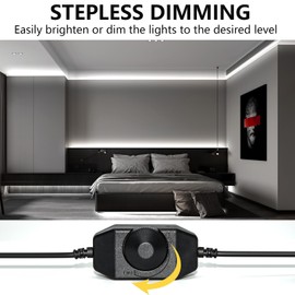 ollrieu 10ft White LED Strip Lights,12V Dimmable Tape Lighting with Infrared Remote,SMD 2835 LEDs Adhesive Ribbon Light,Connectable,Cuttable,Indoor Rope Light for Room Bedroom Cabinet