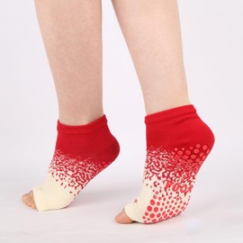 aoozleny Sports Split Toe Socks, Non-slip Grip Socks Open Toe Breathable Cotton Socks - Cotton Socks for Yoga, Pilates, Dance (Standard, Red)