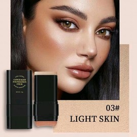 Foundation Concealer Stick,Dual-ended with Built-in Brush,Multi-Use Concealer & Highlighter for Acne Marks,Nose Contour Flawless Makeup Finish,SENSIOHOME.:_03#LIGHT SKIN