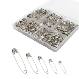 Cangfort 380 Pack Safety Pins, 5 Assorted Sizes of Durable, Silver Small and Large Safety Pins Bulk, Rust-Resistant Nickel Plated Steel, Sharp Edge Safety Pins for Clothes, Sewing, Arts & Craft