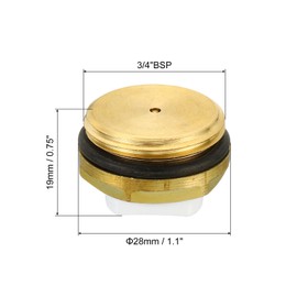 PATIKIL 3/4" BSP Male Thread Manual Radiator Air Vent Plug Valve, Brass Plug for Radiator Heater, Gold White