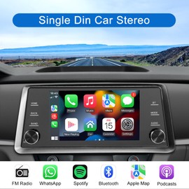 Single Din Touchscreen Radio Wireless Carplay Android Auto,5 Inch IPS Touch Screen Car Stereo Single Din with Bluetooth Mirror Link EQ Type C USB, FM/SWC/AUX