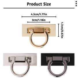 AMJKEJI 3Pcs Bag Clasps and Closures Accessories Metal Lock Clasp Handbag Clasp Turn Lock Twist Lock DIY Handbag Purse Hardware Closure Bag