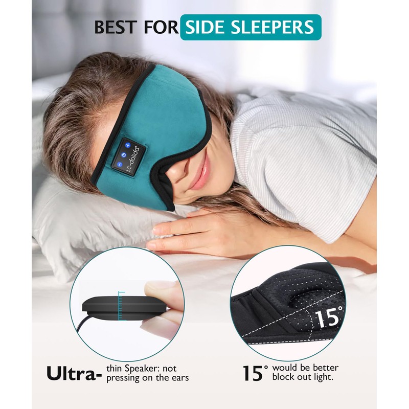 3D Sleep Mask Bluetooth 5.4, Sleep Headphones Music Eye Cover