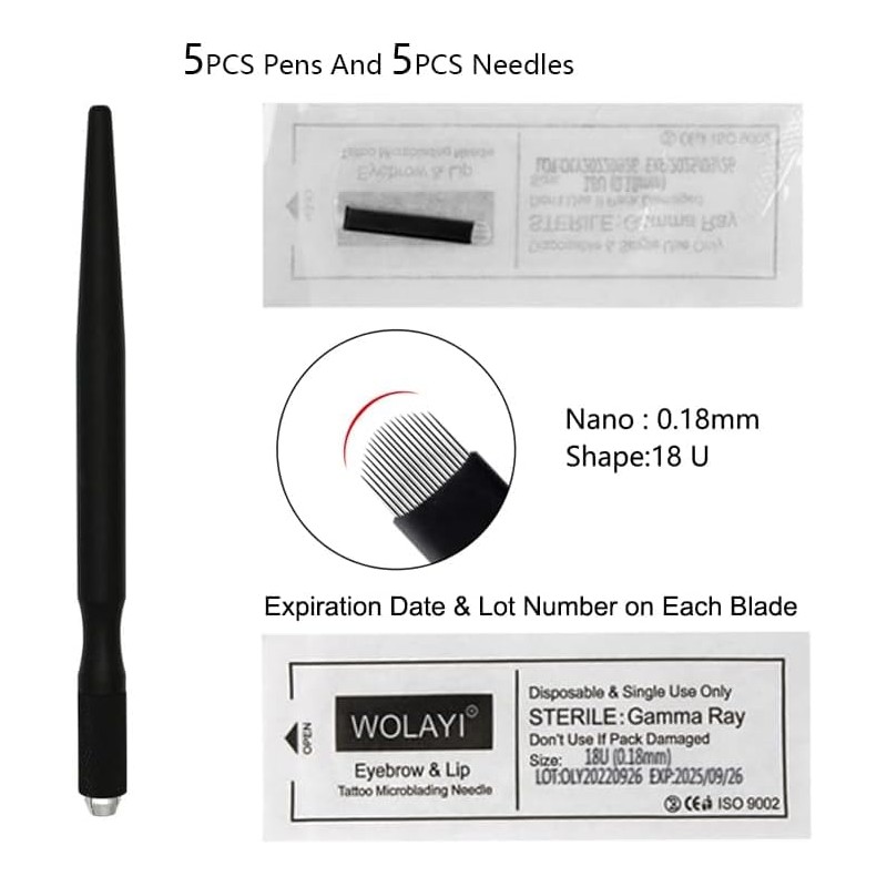 5pcs Nano 0.18mm 18 Pin U Shape Lightweight Manual Microblade
