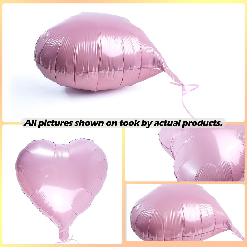 30 pcs Pink Heart Foil Balloons 18" Heart Shaped Mylar