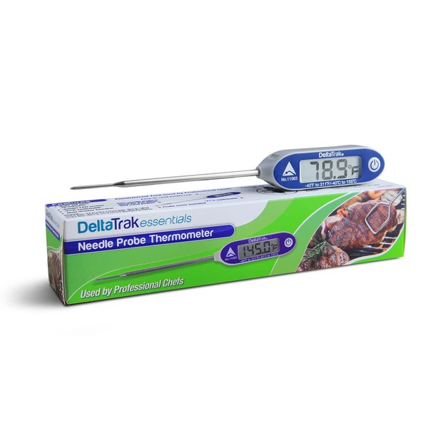 DeltaTrakessentials 11063 FlashCheck Jumbo Display Auto-Cal Needle Probe Thermometer