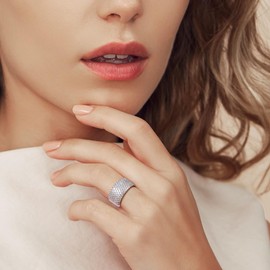 AGRULE 2.8 Cttw Lab Created Diamond Wedding Band for Men Women 14K White Gold Plated Sterling Silver Thick Band Ring D Color VVS Moissanite Ring Anniversary Ring, Size 10