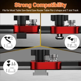 Preciva Thin Rip Table Saw Jig - 3 Pulleys Thin Rip Jig for Making Repetitive Narrow Strip Cuts, Table Saw Guide Fits for 3/8“ x 3/4” U Slot and 1/4“ x 3/8” T Slot