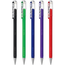 Pentel Mattehop - Liquid Gel Rollerball Pens - K110-1.0mm Nib - Black, Blue, Red, Green & Violet Ink - Pack of 5