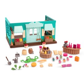 Li'l Woodzeez 69-Piece Grocery Shop Supermarket Set with Accessories - Cashier, Food, Decoration, Tableware and More - Toy for Children from 3 Years