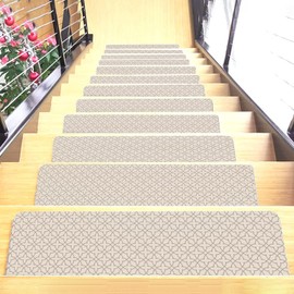Set of 7 Stair Treads Ultra-Thin with Non Slip Rubber Backing 9”x26” Latte 7 Pieces