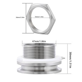 Worldwhere 2" Tri Clamp Bulkhead Compression Fittings,Stainless Steel 304 Homebrew Kettle Weldless Bulkhead