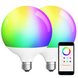 ILC G120 LED Large Globe Light Bulbs 15W, Compatible with Alexa Hub Required, Φ4.72 inch, Color Changing, CCT Color Temprature Turnable 2700K-6000K, CRI>95+, 150W Equivatlent, E26 Base (2 Pack)