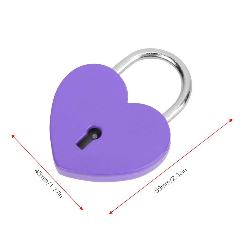 Padlock, Metal Heart Shaped Lock with Key, Metal Lock for